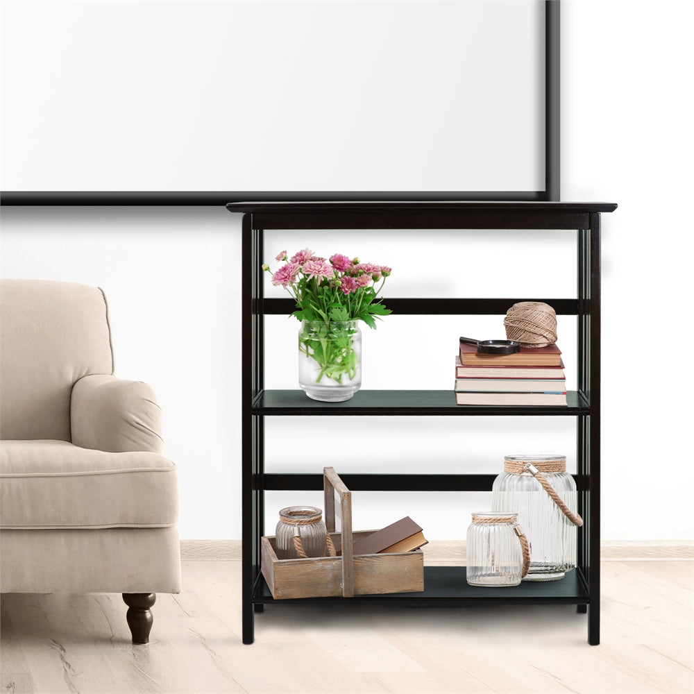Mission Style 3-Shelf  Bookcase-Espresso