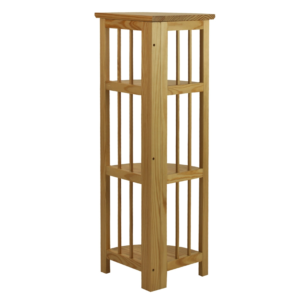 4-Shelf Corner Folding Bookcase-Natural