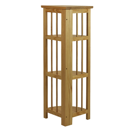 4-Shelf Corner Folding Bookcase-Natural