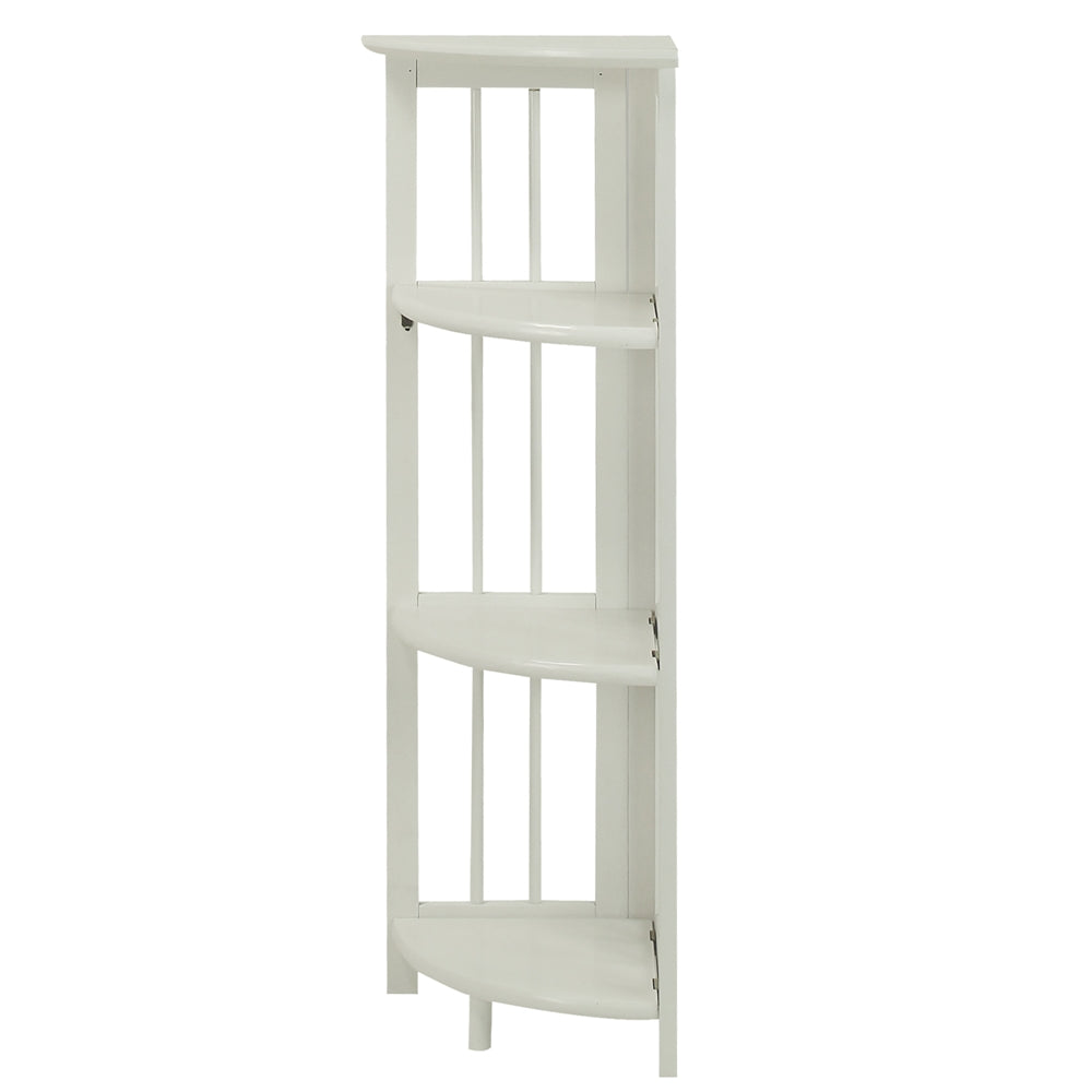 4-Shelf Corner Folding Bookcase-White