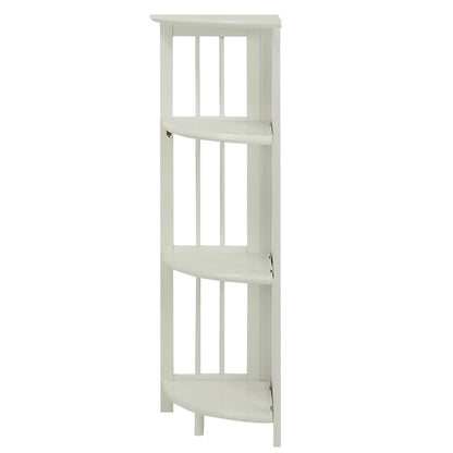 4-Shelf Corner Folding Bookcase-White