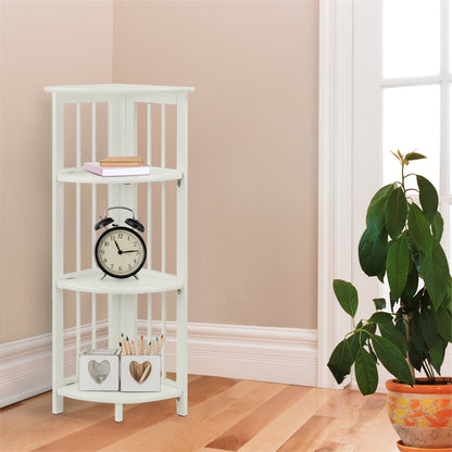 4-Shelf Corner Folding Bookcase-White