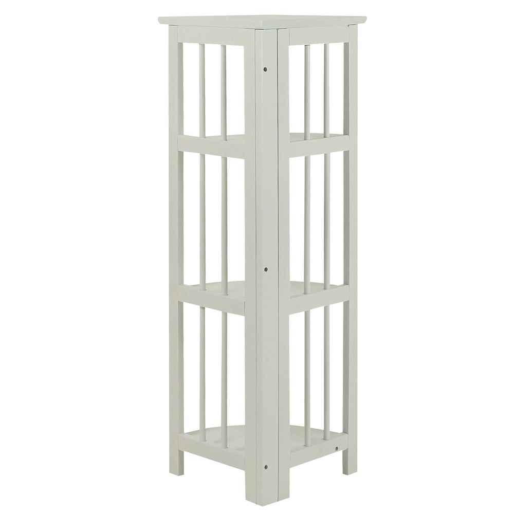 4-Shelf Corner Folding Bookcase-White