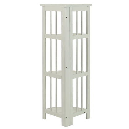 4-Shelf Corner Folding Bookcase-White