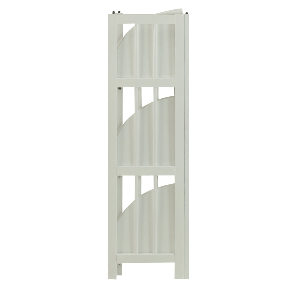 4-Shelf Corner Folding Bookcase-White