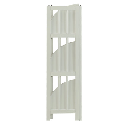 4-Shelf Corner Folding Bookcase-White