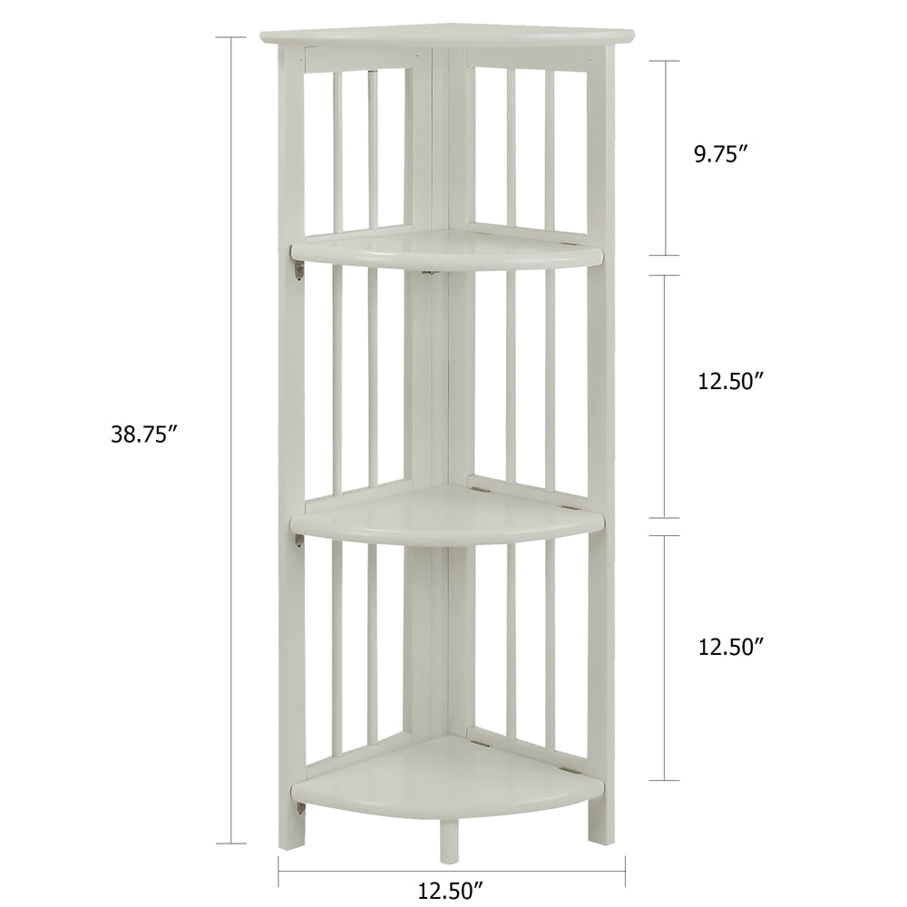 4-Shelf Corner Folding Bookcase-White
