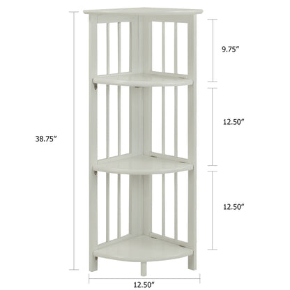 4-Shelf Corner Folding Bookcase-White