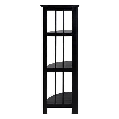 4-Shelf Corner Folding Bookcase-Black