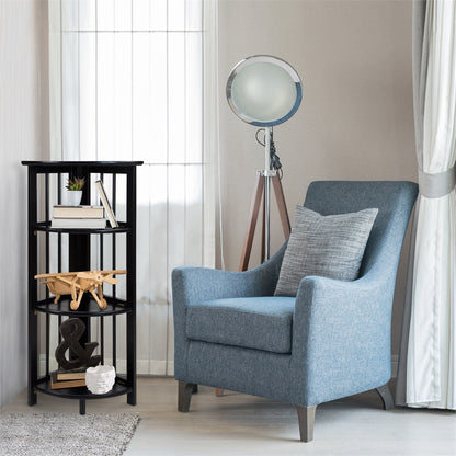 4-Shelf Corner Folding Bookcase-Black