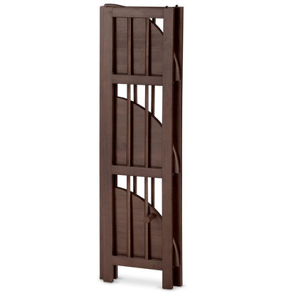 4-Shelf Corner Folding Bookcase - Truffle Brown
