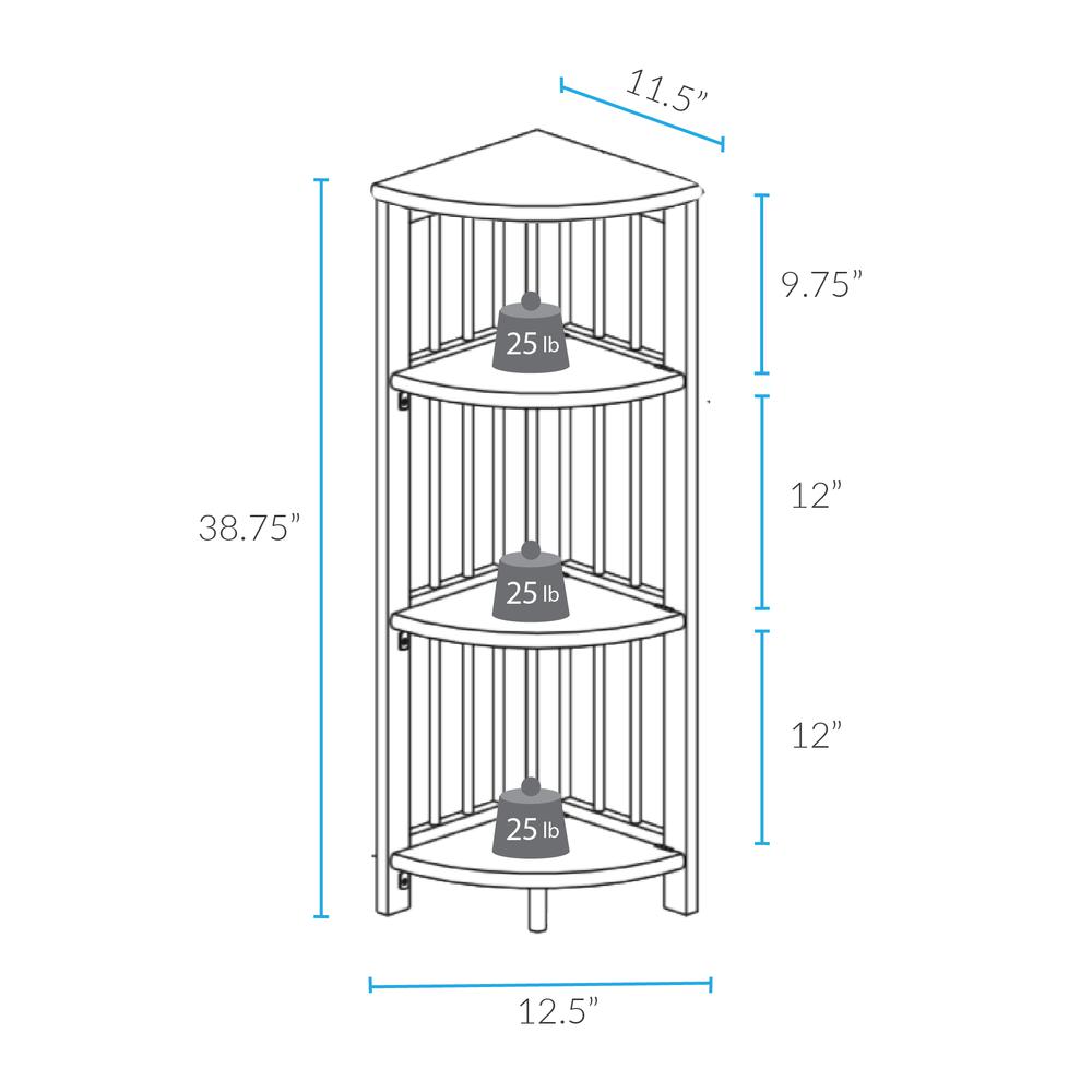 4-Shelf Corner Folding Bookcase - Truffle Brown