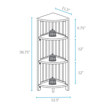 4-Shelf Corner Folding Bookcase - Truffle Brown