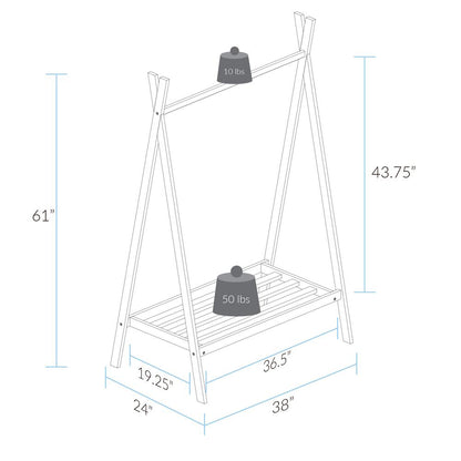 Teepee Coat Rack with Shelf - Truffle Brown