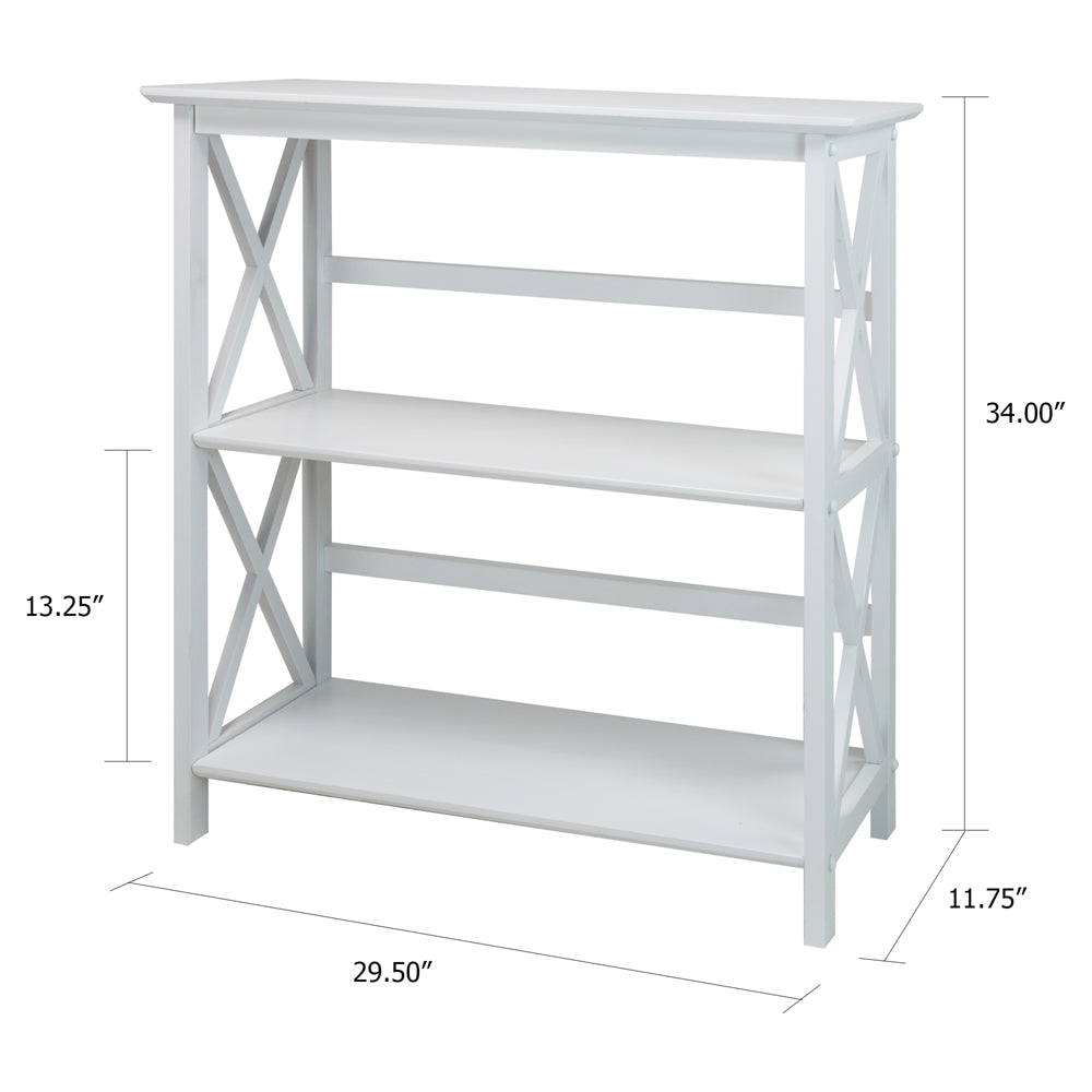 Montego 3-Shelf Bookcase-White