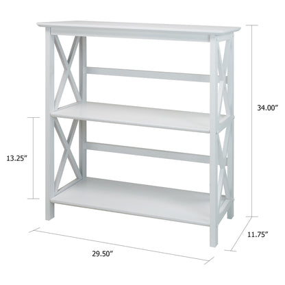 Montego 3-Shelf Bookcase-White