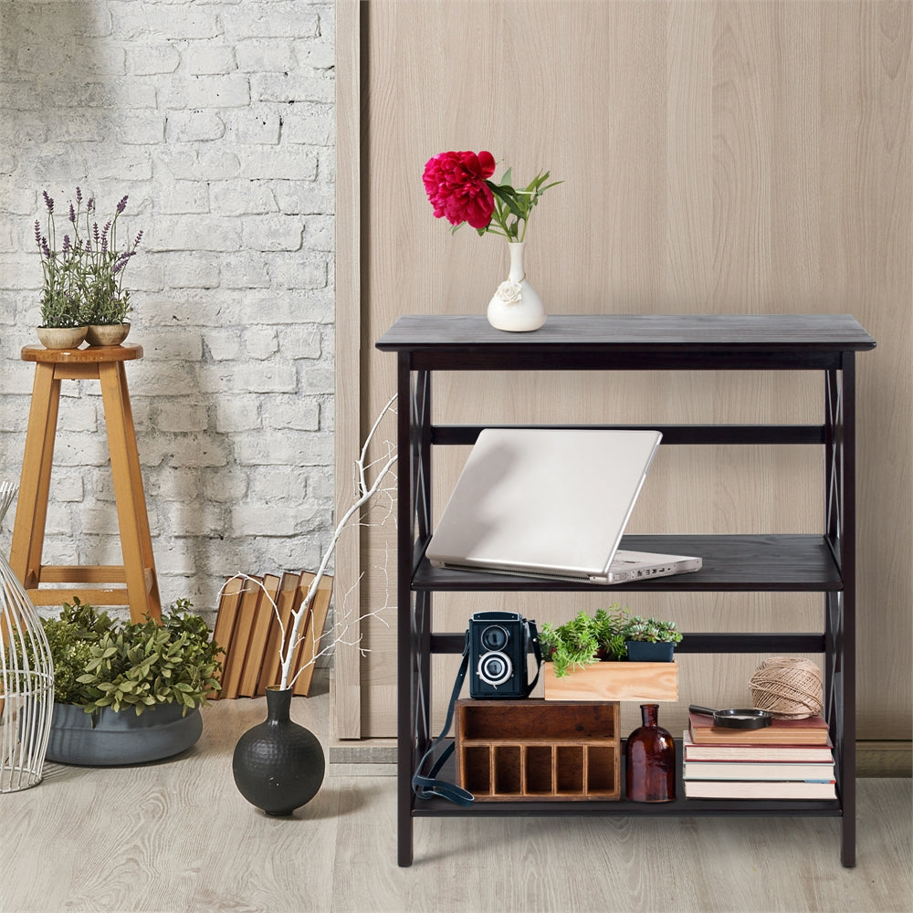 Montego 3-Shelf Bookcase-Espresso