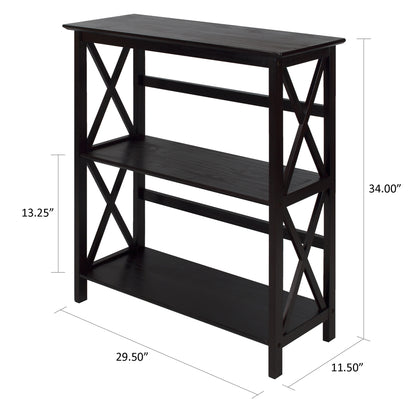 Montego 3-Shelf Bookcase-Espresso