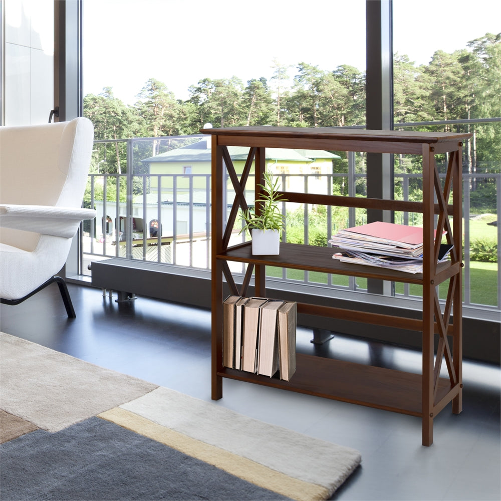 Montego 3-Shelf Bookcase-Walnut