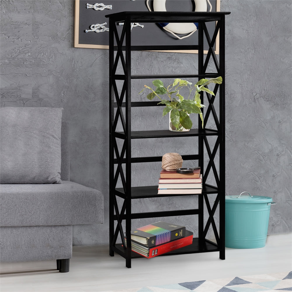 Montego 5-Shelf Bookcase-Black