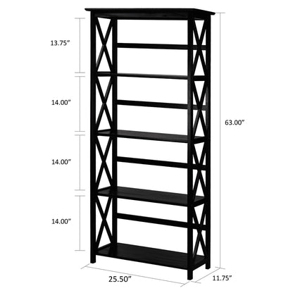 Montego 5-Shelf Bookcase-Black
