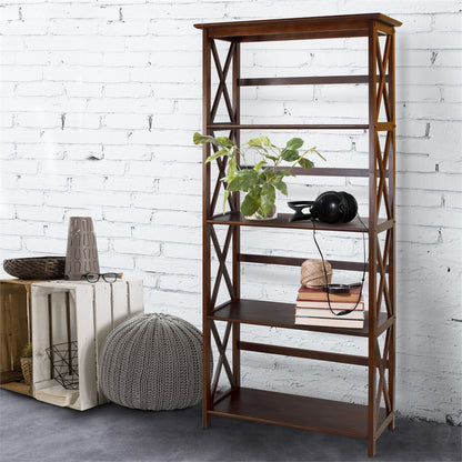 Montego 5-Shelf Bookcase-Walnut