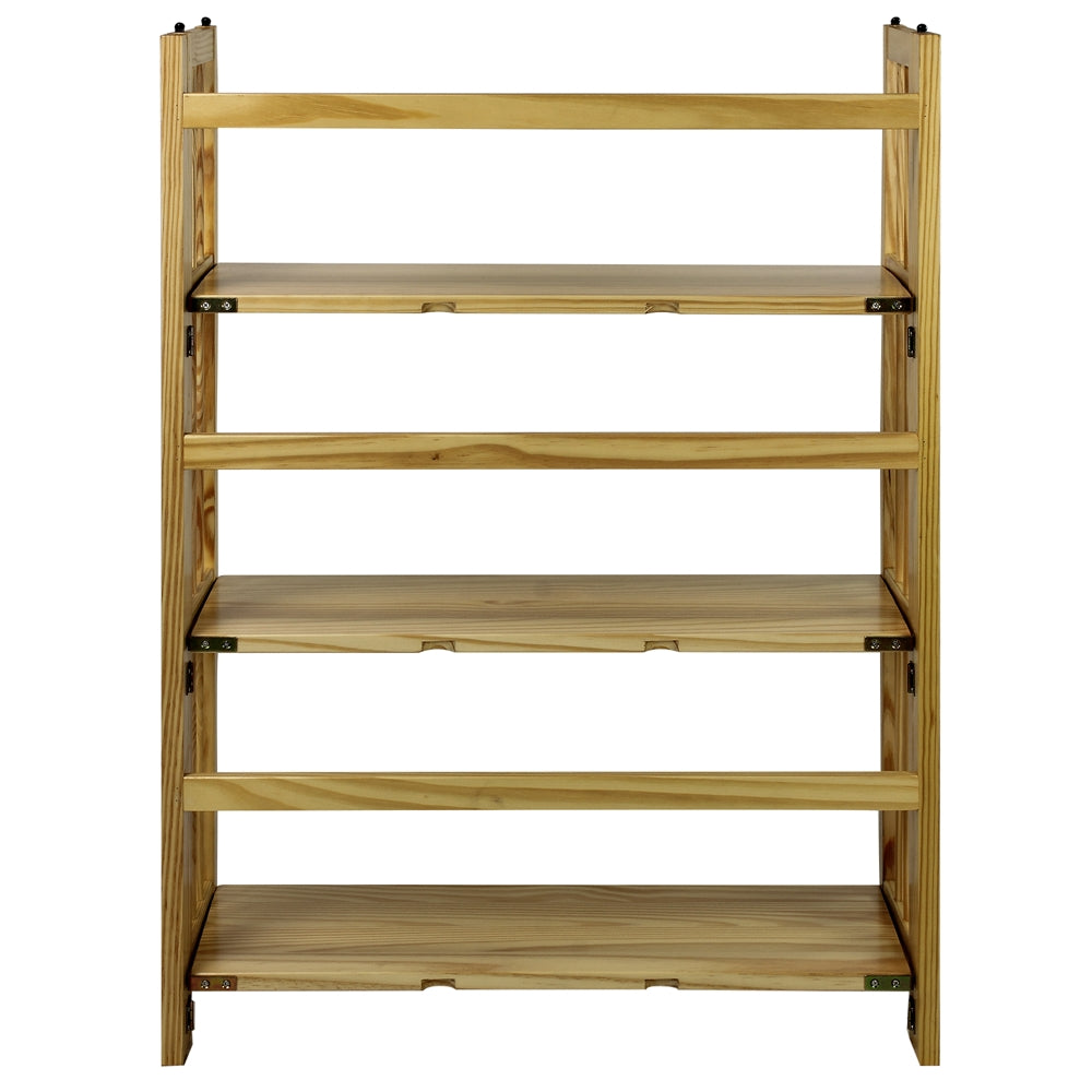 3-Shelf Folding Stackable Bookcase 27.5" Wide-Natural