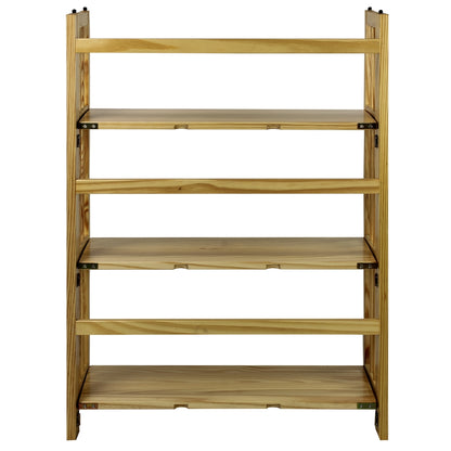 3-Shelf Folding Stackable Bookcase 27.5" Wide-Natural