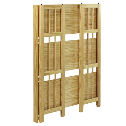 3-Shelf Folding Stackable Bookcase 27.5" Wide-Natural