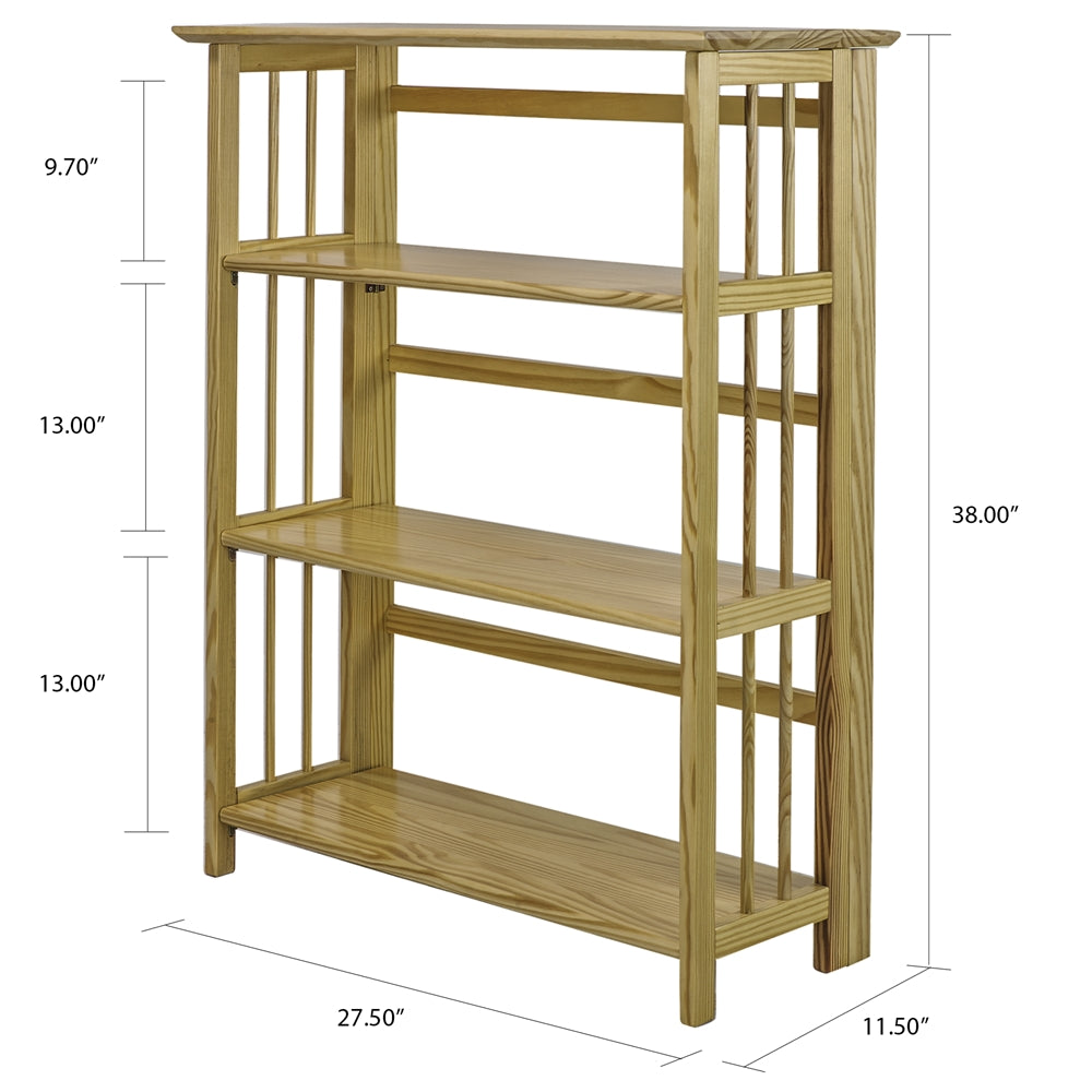 3-Shelf Folding Stackable Bookcase 27.5" Wide-Natural