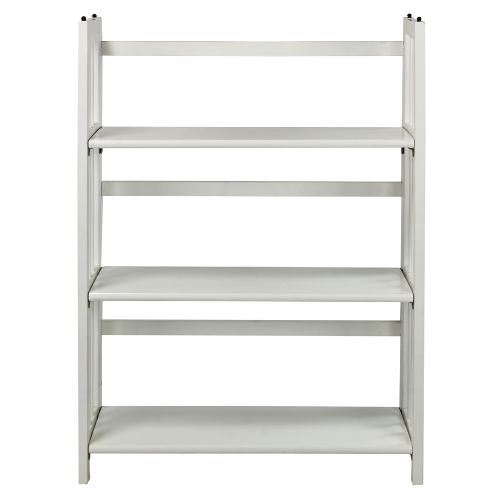 3-Shelf Folding Stackable Bookcase 27.5" Wide-White
