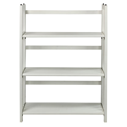 3-Shelf Folding Stackable Bookcase 27.5" Wide-White