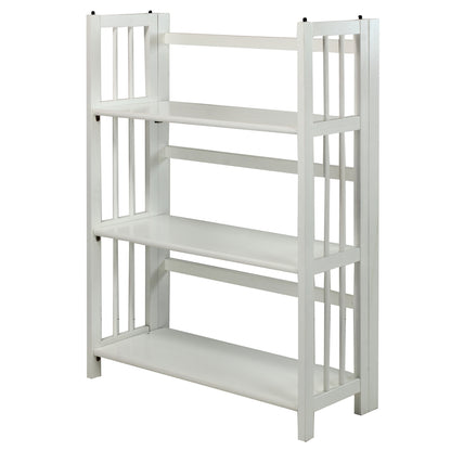3-Shelf Folding Stackable Bookcase 27.5" Wide-White