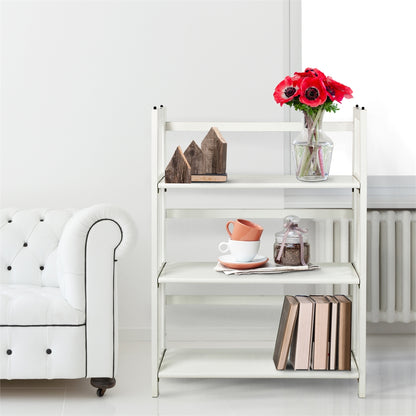 3-Shelf Folding Stackable Bookcase 27.5" Wide-White