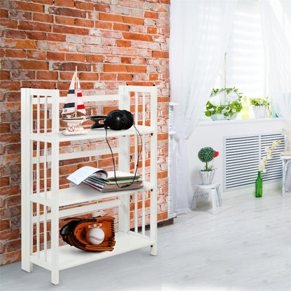 3-Shelf Folding Stackable Bookcase 27.5" Wide-White
