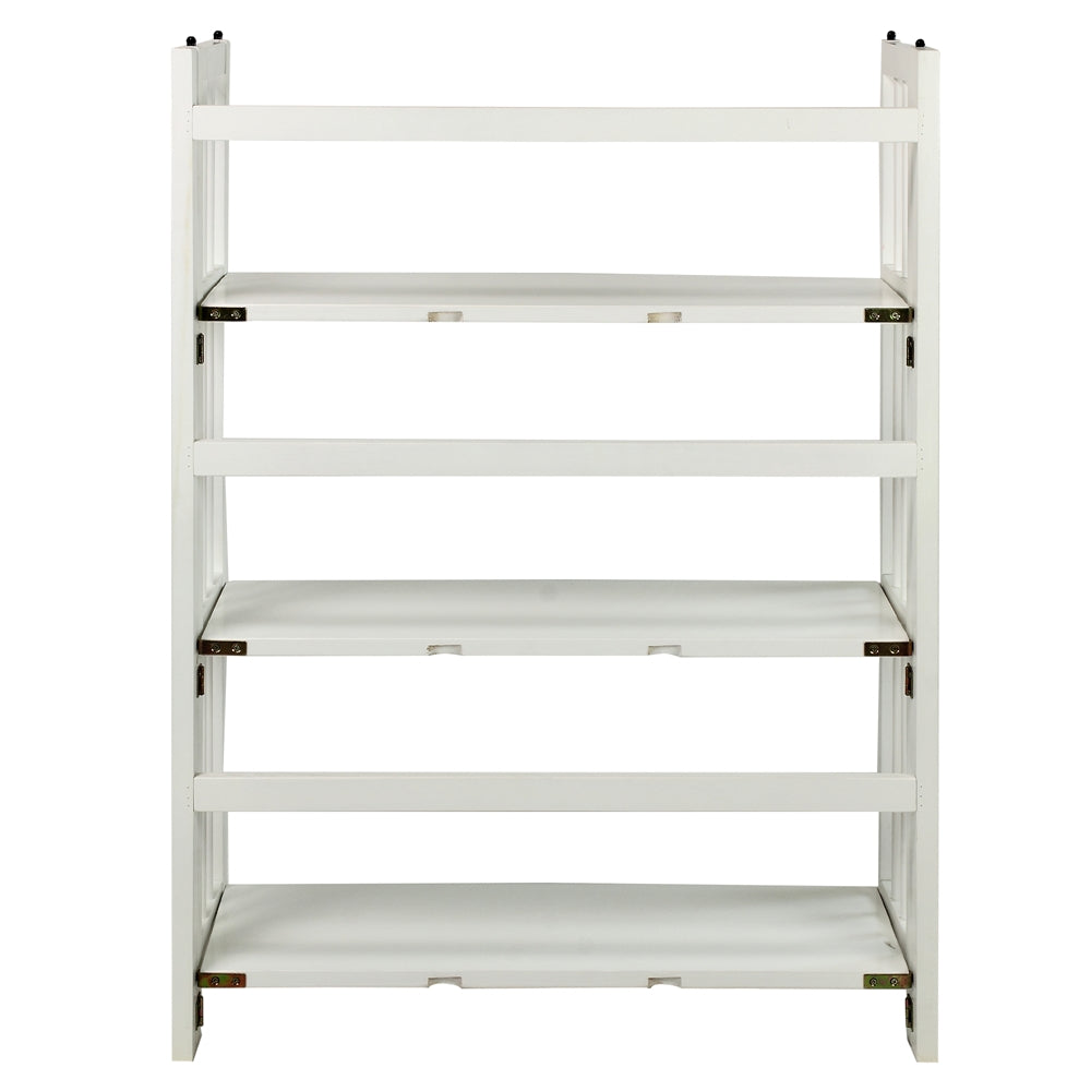3-Shelf Folding Stackable Bookcase 27.5" Wide-White