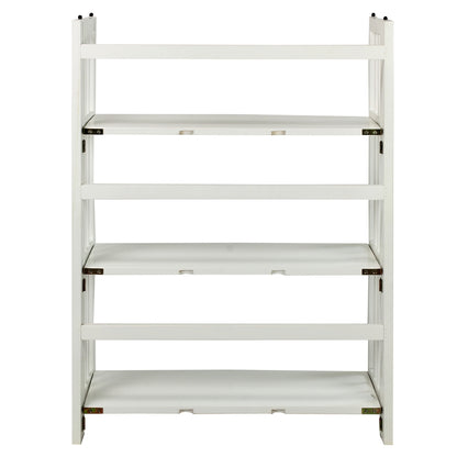 3-Shelf Folding Stackable Bookcase 27.5" Wide-White