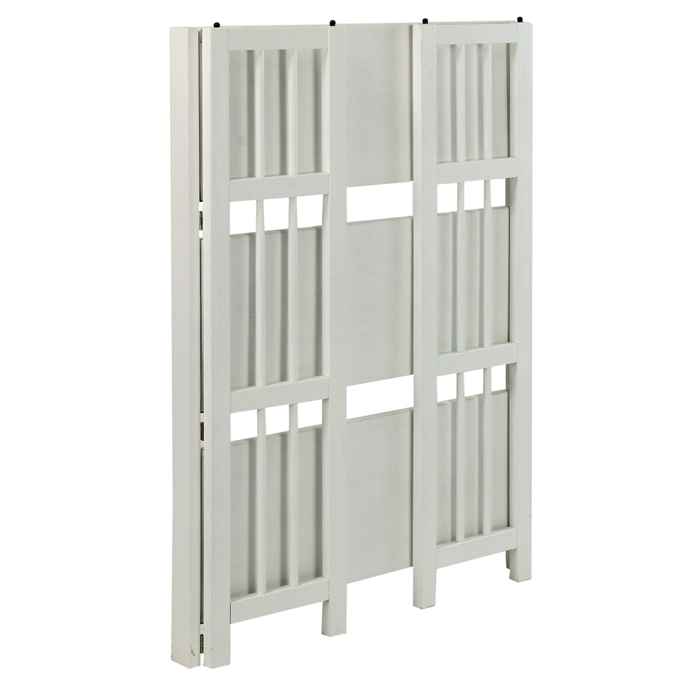 3-Shelf Folding Stackable Bookcase 27.5" Wide-White