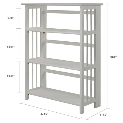 3-Shelf Folding Stackable Bookcase 27.5" Wide-White