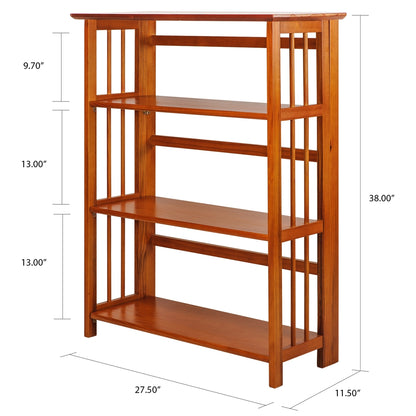 3-Shelf Folding Stackable Bookcase 27.5" Wide-Honey Oak