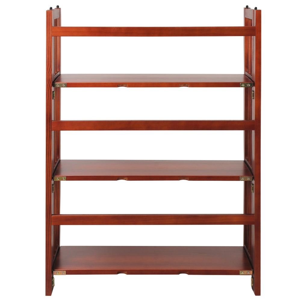 3-Shelf Folding Stackable Bookcase 27.5" Wide-Mahogany