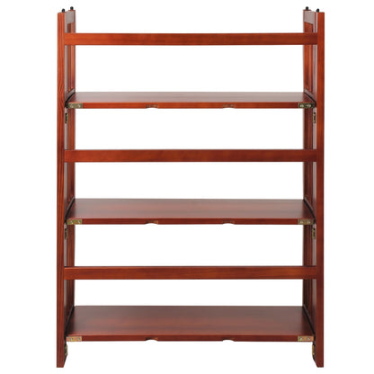 3-Shelf Folding Stackable Bookcase 27.5" Wide-Mahogany