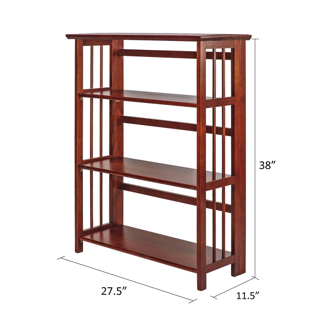 3-Shelf Folding Stackable Bookcase 27.5" Wide-Mahogany