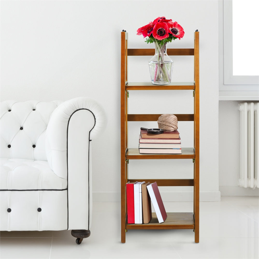 3-Shelf Folding Bookcase 14" Wide-Honey Oak
