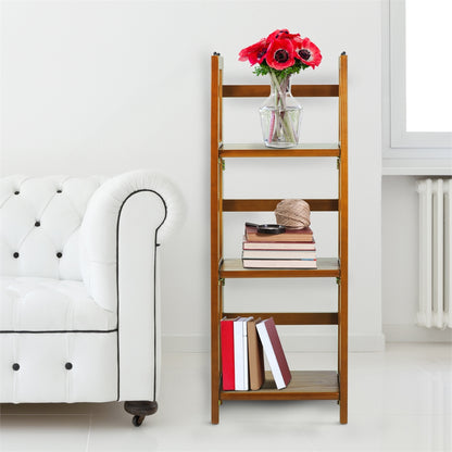 3-Shelf Folding Bookcase 14" Wide-Honey Oak