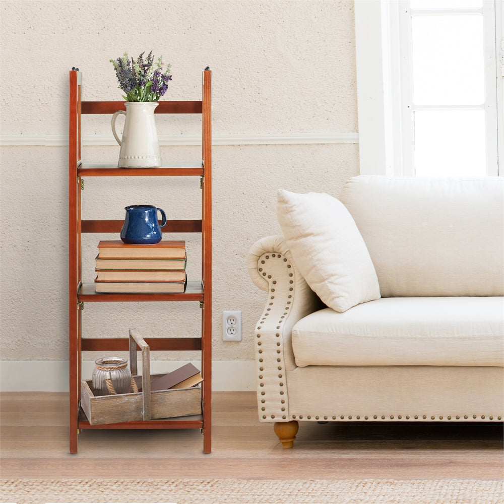 3-Shelf Folding Bookcase 14" Wide-Mahogany