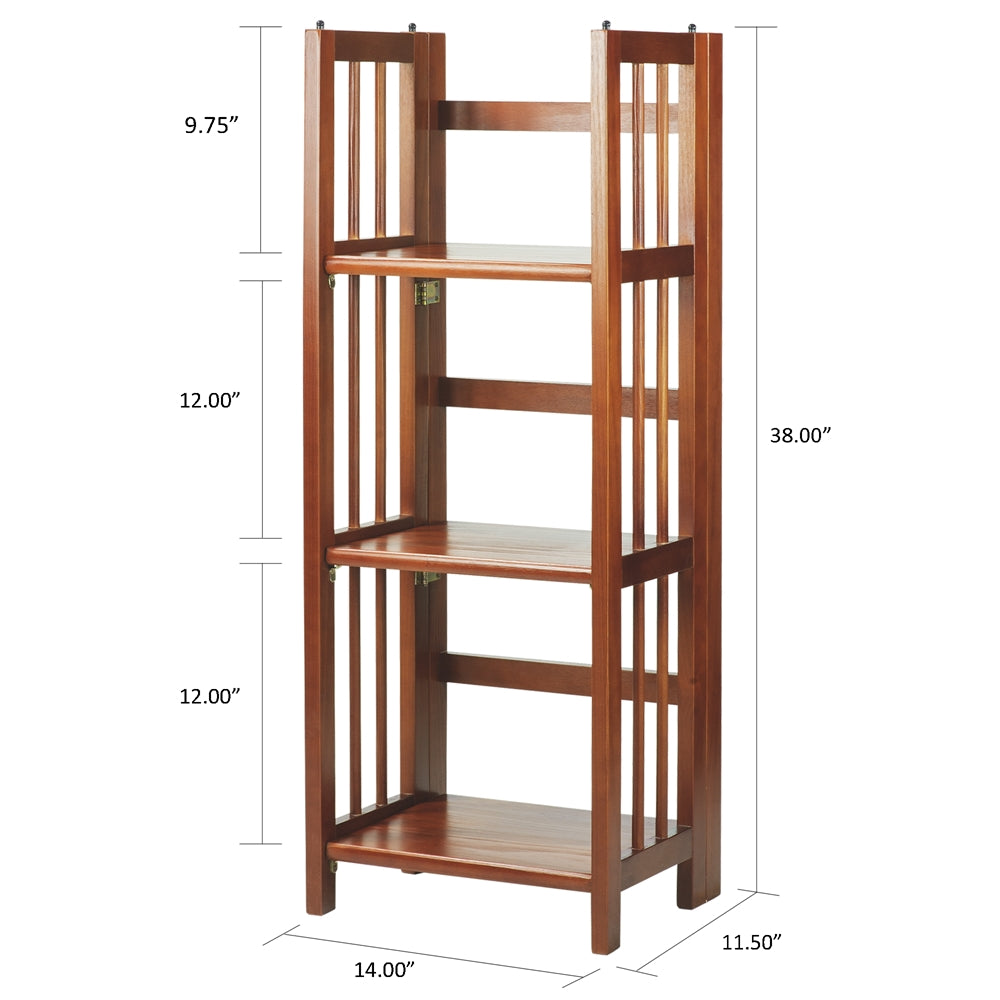 3-Shelf Folding Bookcase 14" Wide-Mahogany