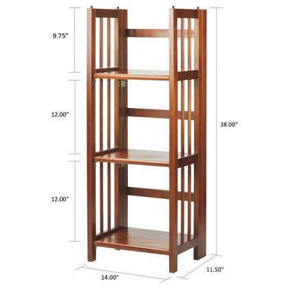 3-Shelf Folding Bookcase 14" Wide-Mahogany