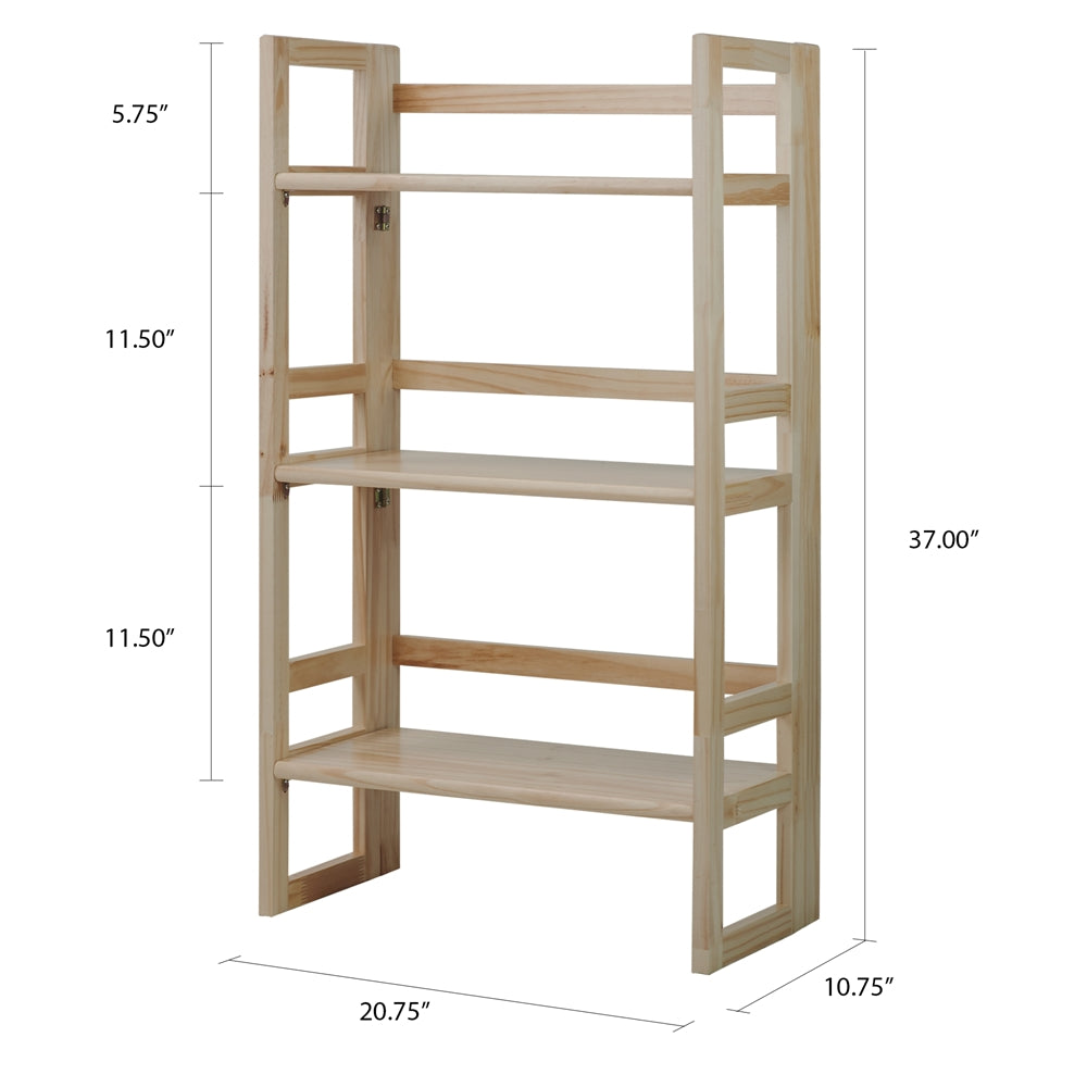 3-Shelf Folding Student Bookcase 20.75" Wide-Natural