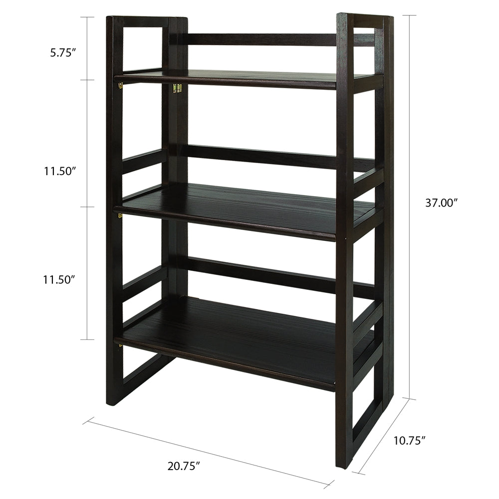 3-Shelf Folding Student Bookcase 20.75" Wide-Espresso